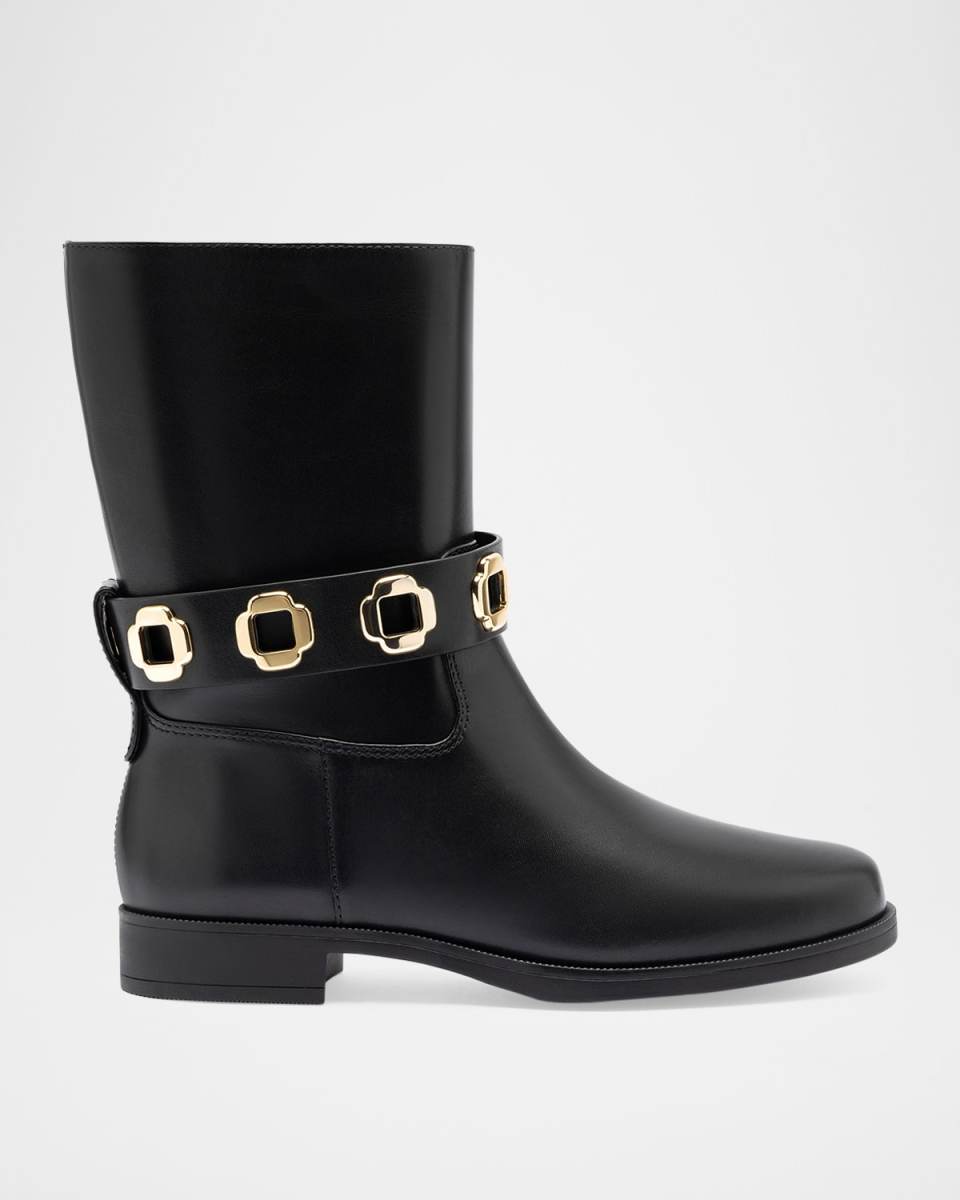 Milan Leather Ankle-Strap Booties